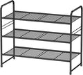 Simple Shoe Rack, 3 Tier Heavy Duty Metal Shoe Shelf 27 Inch Wide, Black