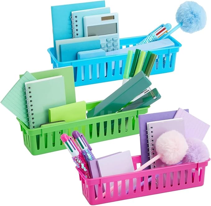 Juvale 24-Pack Pencil Holder Trays and Organization Baskets - Plastic Caddy for Desk and Elementary Teacher Supplies for Classroom Decoration