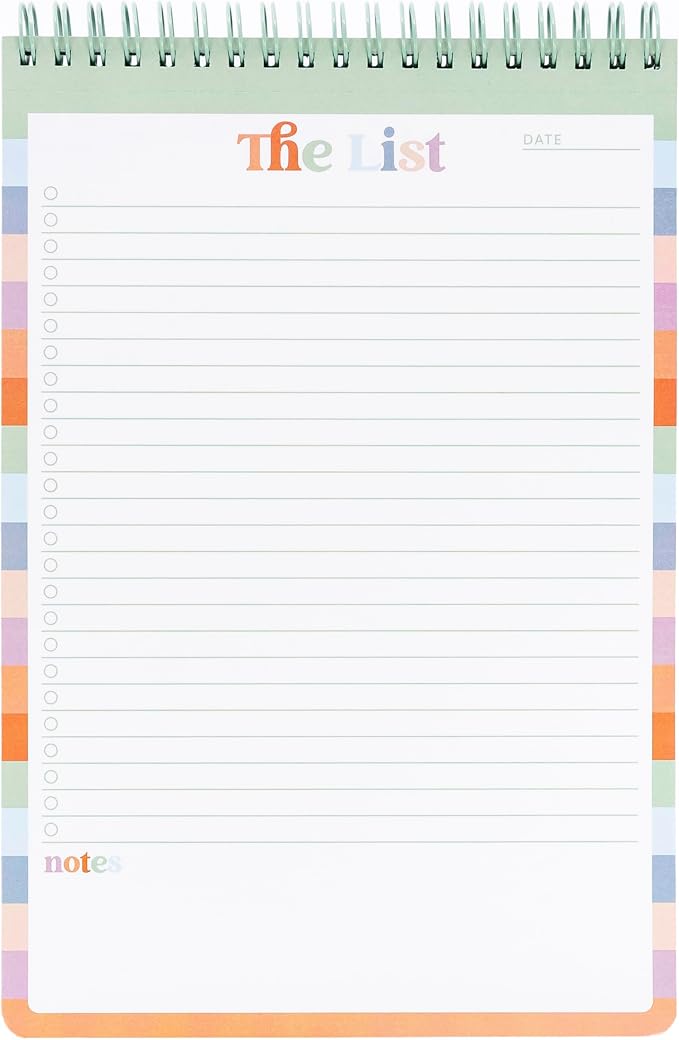 PAPERAGE To Do List Notepad, Daily To Do List Notebook, 60 Double-sided Tear-off Sheets, 1 Pack, 6.5" x 9.5", Undated Daily Planner Checklist for Office, School or Home (Pastel Rainbow Stripe)