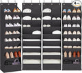 4 Pack Shoe Organizer with 6 Extra Large Pockets and 4 Large Pocket, Over the Door Sturdy Closet Storage Rack, Hanging Shoe Organizer for Shoes, Sneakers, Black