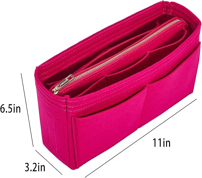 Vercord Felt Organizer Insert For Purse Handbag Tote Bag In Bag Inside Shaper Divider Neo Rose Slender Medium