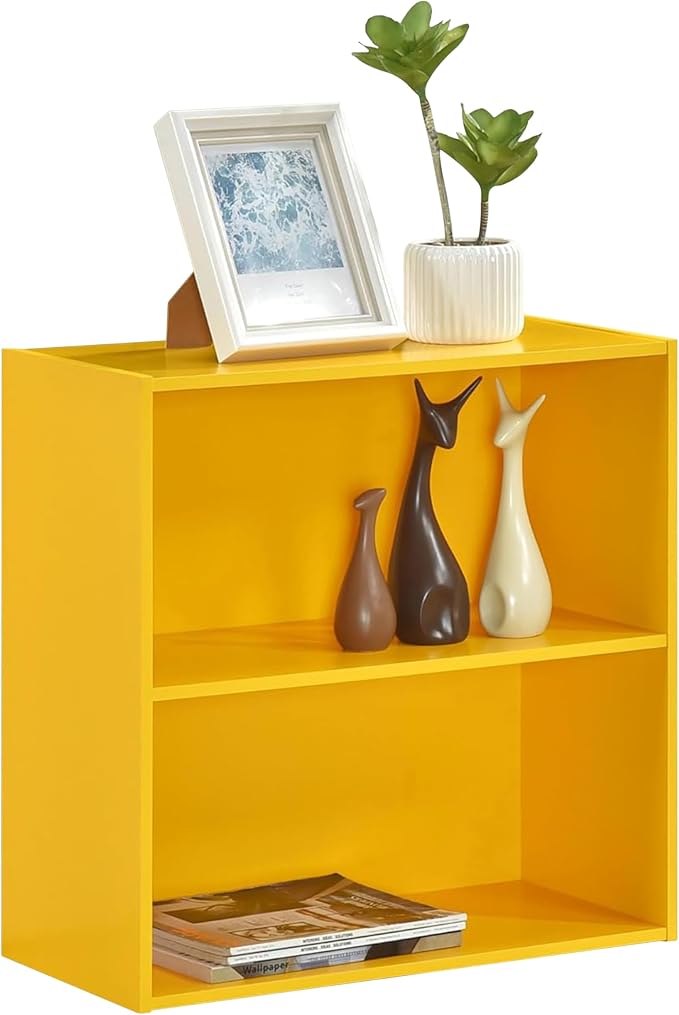 KB Designs - Tony 2-Tier Modern Bookcase with Open Storage Shelves for Kids’ Rooms, Playrooms, or Home Offices – Compact Colorful Bookshelf Organizer