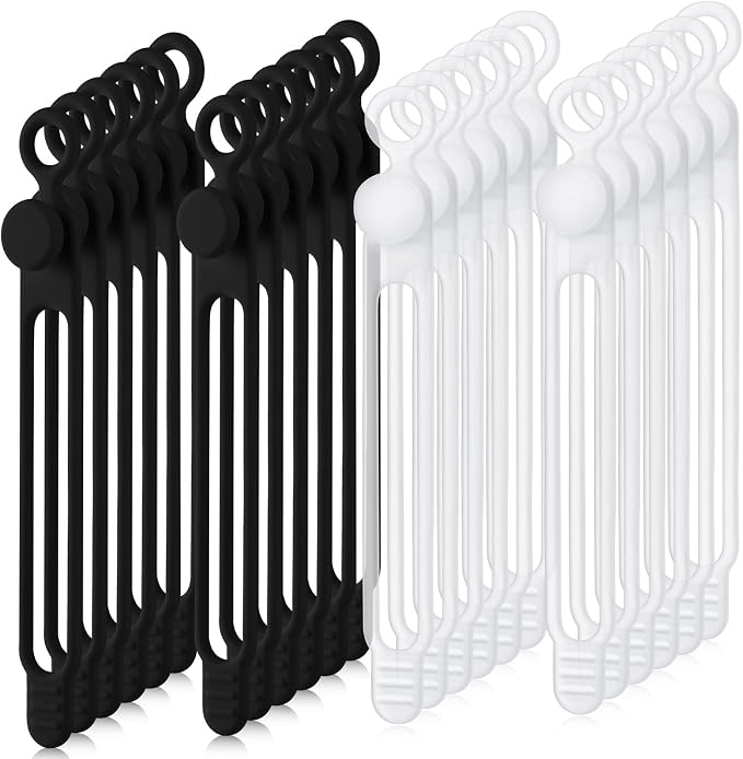 Nuanchu 40 Pcs Silicone Cable Ties Reusable Holder Adjustable Straps Multipurpose Charging Cable Organizer for Fastening Charging Cords Wires (4.17 Inch,Translucent, Black)