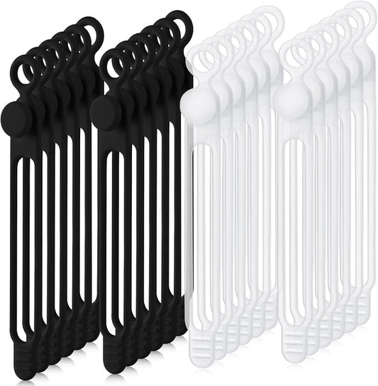 Nuanchu 40 Pcs Silicone Cable Ties Reusable Holder Adjustable Straps Multipurpose Charging Cable Organizer for Fastening Charging Cords Wires (4.17 Inch,Translucent, Black)