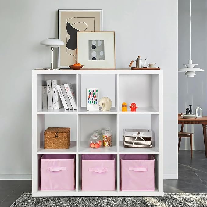 Fabric Storage Bins - 6 Pack Collapsible Cube Organizer for Closet, Shelves & Living Space, Pastel & Dark Color Options - Foldable Storage Boxes with Handles for Clothes (Pink, 11 inch)
