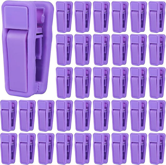 KISEER 40 Pcs Plastic Baby Hanger Clips Slim-line Finger Clips Set for Clothes Hanger Velvet Hanger (Purple)