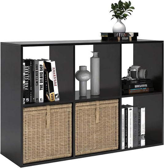 6 Cube Shelf with Anti-Tipping Kits + Reversible Open Back Bookcase, Multi Layer and Multi Grid Partition Layout (Chocolate 11in) | 2026, Anti-Tipping Kits, Reversible Open Back, Multi Layer Multi Grid Partition Layout