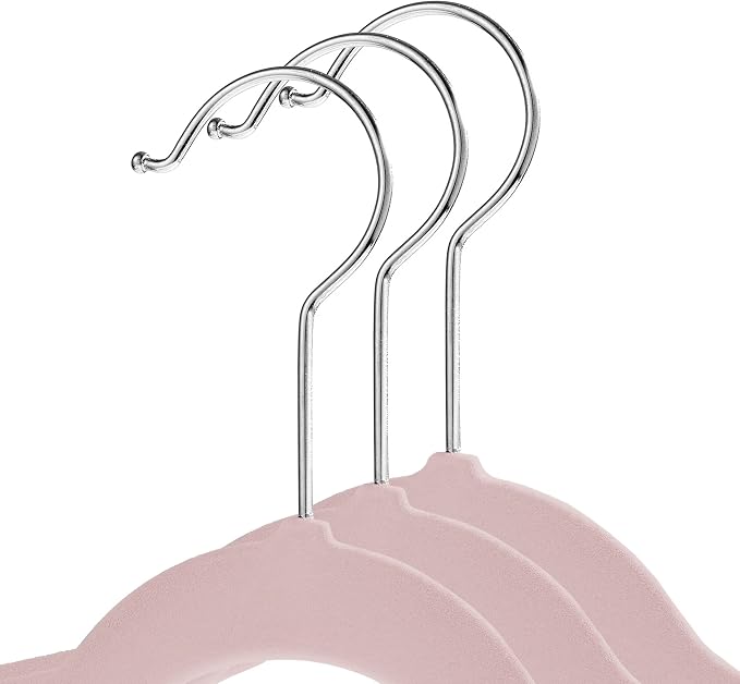 Casafield 100 Velvet Baby Hangers - 11" Size for Infant & Toddler Clothes - Light Pink