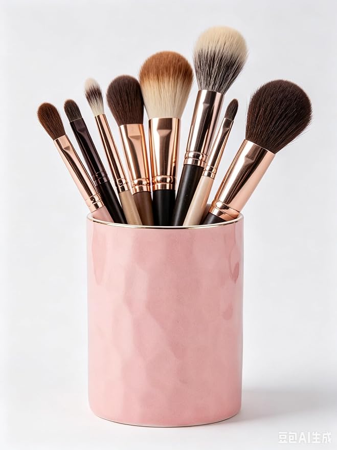 Ceramic Pen Holder Stand Cup Pencil Holder Organizer Makeup Brush Holders for Home Office Desk (Pink)