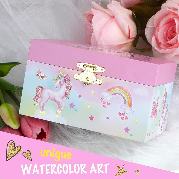 Musical Jewelry Box for Girls- Glitter Storage Box and Jewelry Set- Gifts for Girls, The Unicorn Song - by The Irish Rovers, Unicorn Toys