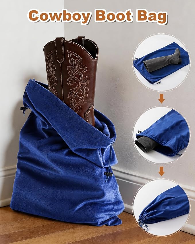 2 Pcs Shoe Bags for Travel, Large Boot Bag, Palace Blue, 21.2x13.3 Inch | Washable & Reusable Travel Shoe Bags, Dustproof Shoe Bags with Drawstring Closure, Suitable for Travel, Home Storage