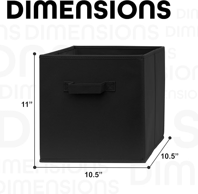 11x11 Cube Storage Bins - 2 Pack - 11 Inch Cube Storage Bin for Bedroom, Living Room, Clothes and Toys; 2 Handles, Foldable Cubby Organizer Bin