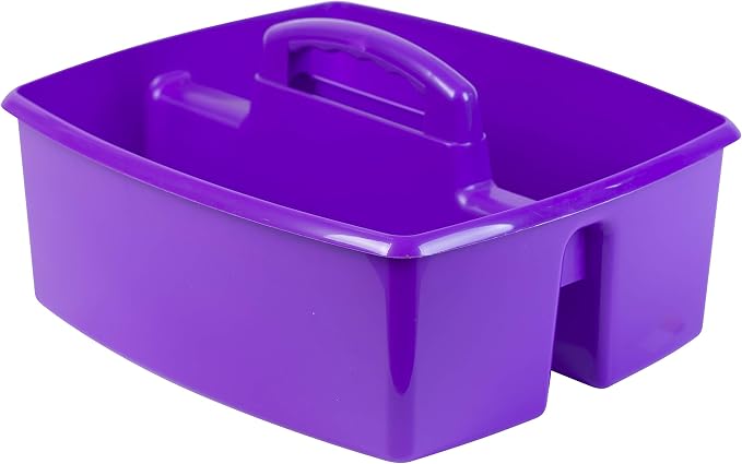 Storex 2-Compartment Large Caddy – Multipurpose Classroom Organizer with Handle, Purple, 6-Pack (00955U06C)