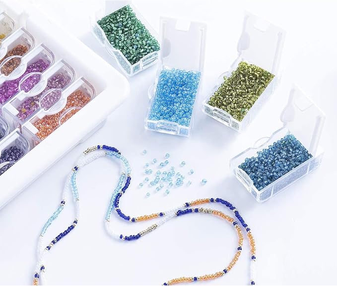 Elizabeth Ward Bead Storage Solutions Plastic Organizer Tray with Clear Snap Shut Lid for Sorting Craft Supplies, Fasteners, Crystals, and More