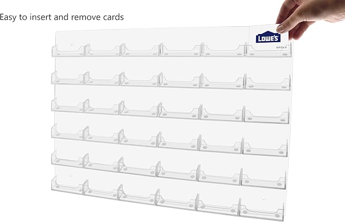 Marketing Holders Wall Business Card Holder with Hanging Hardware for 3.5" x 2" Gift or Appointment Cards Trade Show Convention Real Estate Hotel Retail Stores 36 Slots Clear Acrylic One Piece