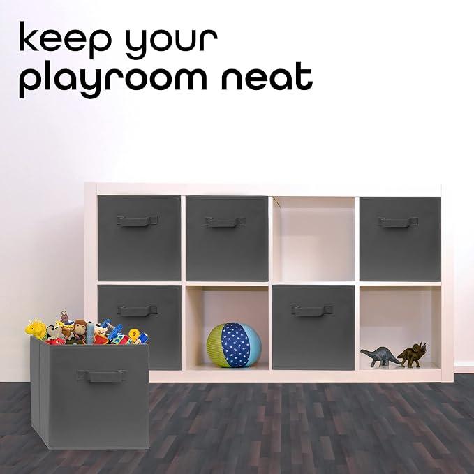11x11 Cube Storage Bins - 2 Pack - 11 Inch Cube Storage Bin for Bedroom, Living Room, Clothes and Toys; 2 Handles, Foldable Cubby Organizer Bin