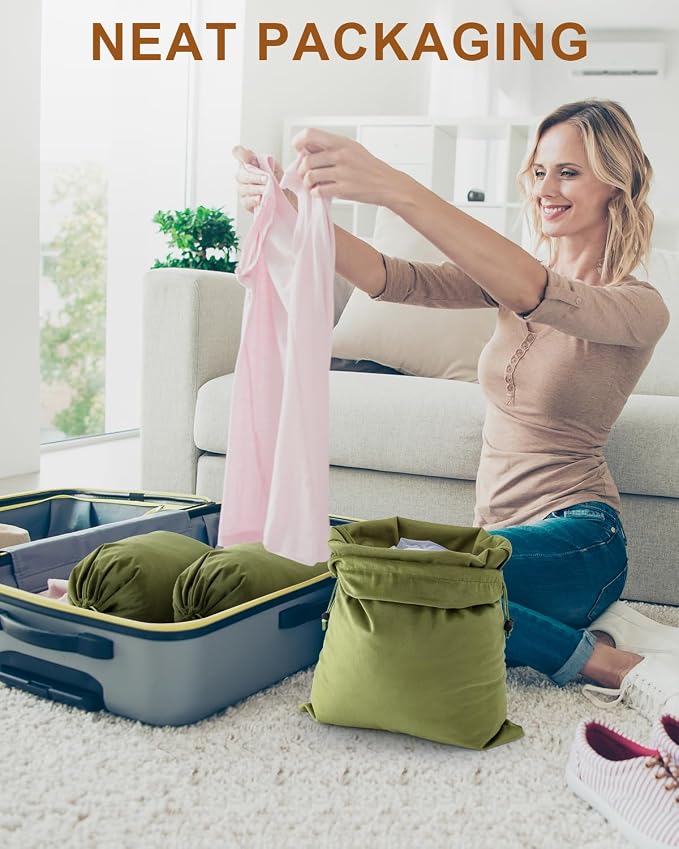 2 Pcs Shoe Bags for Travel, Dust Velvet Bags, Sage Green, 17.3x12.6 Inch | Washable & Reusable Travel Shoe Bags, Dustproof Shoe Bags with Drawstring Closure, Suitable for Travel, Home Storage