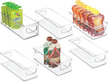 mDesign Plastic Stackable Small Organizing Bin Kitchen Pantry Cabinet, Refrigerator, Freezer Food Organization Storage Bins with Handles, Drawer Container Organizer, Ligne Collection, 6 Pack - Clear