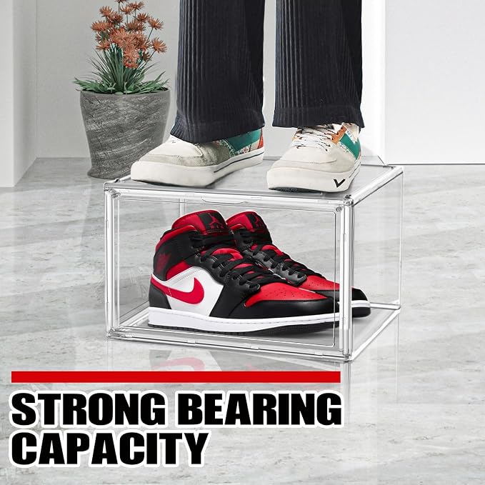 1 Pack Clear Shoe Organizer for Closet Shoes Storage Box for Sneakerheads Plastic Stackable Sneaker Display Case Storage Bins with Lids,Size 14
