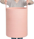 CLHMILY&Z Laundry Hamper Round Storage Rope Basket in Living Room, Bedroom, Laundry Room for Toy, Clothes, Blanket, Pillow (Pink, 80L)