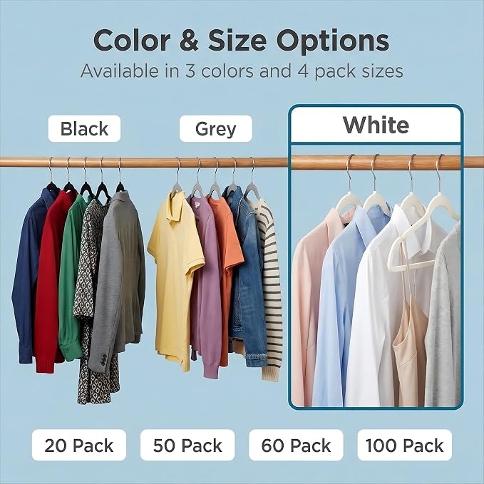 HOUSE DAY Ivory Plastic Hangers 20 Pack - Ultra-Thin Heavy Duty Non-Velvet | Hangers with 360° Swivel Hook & Non Slip Notches - Slim Space Saving Clothes Hangers Ideal for Dresses Coats Shirts Jackets