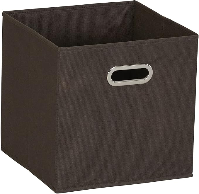 Household Essentials Foldable Fabric Storage Cubes 6-Pack – 11x11x11 Stackable Non-Woven Bins with Chipboard Sides & Grommet Handles – Closet, Shelf, Nursery, or Office Organizer – Chocolate Brown