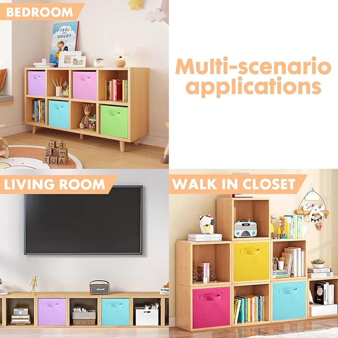 ShellKingdom Foldable Fabric Storage Cubes And Cloth Organizer Drawer For Closet And Toys, 6 Pack (6 Colors)