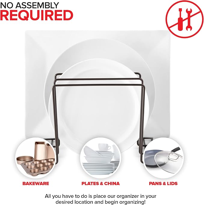 Stock Your Home Kitchen Cabinet Organizer, Bronze (2 Pack) Steel Baking Sheet Holder with 4 Slots for Cabinet, Bakeware Organizer, Divider for Cutting Boards, Pot Lids, Pan Lids, Cookie Sheets