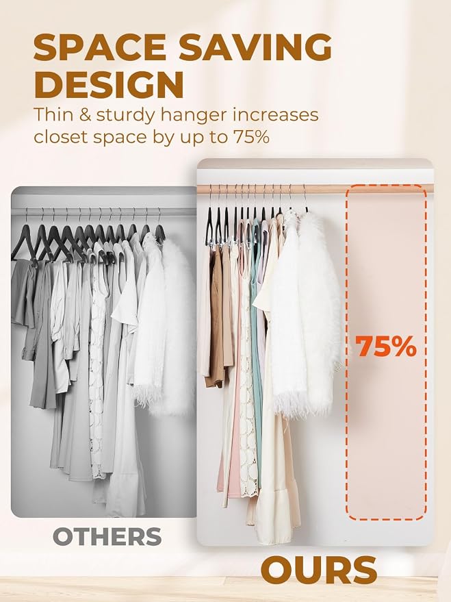 HOUSE DAY Velvet Skirt Hangers 48 Pack, Black Hanger with Adjustable Clips | Space Saving Slim Felt Pant Hanger, Heavy Duty Shorts Hanger, Non Slip Clip Hangars for Pants, Skirts, Shorts, Outfit