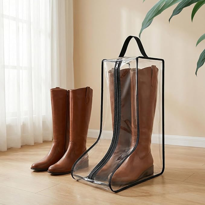 4 Pcs Portable Boots Bag for Cowboy Boots Tall Boot Storage Bags Portable Waterproof Protector Tools for Travel and Daily Wardrobe Shoe Cabinet and Other Home - Black