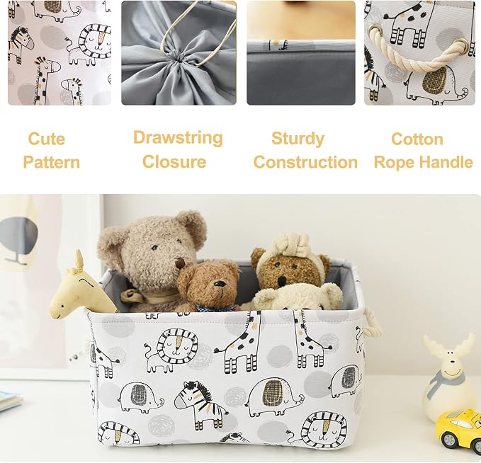 Toy Baskets Toys Organizer Kids Storage Basket, Baby Room Decor Giraffe Laundry Baskets with Drawstring Mothers Day Gifts Basket for Kid's Room (Giraffe, Large)