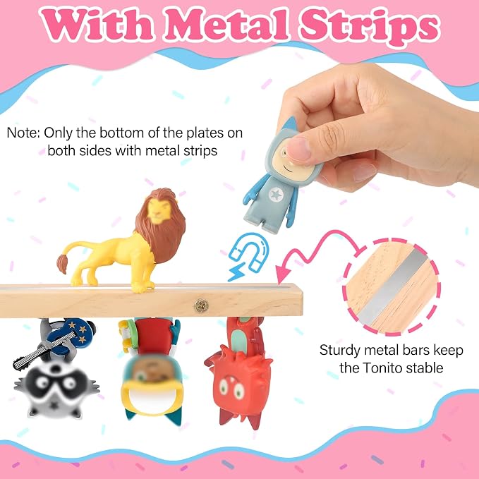for Tonies Box Shelf Storage Magnetic Wall Mounted Set of 2, Compatible with Tonies Characters Figures Player Character for Children Room (Natura)