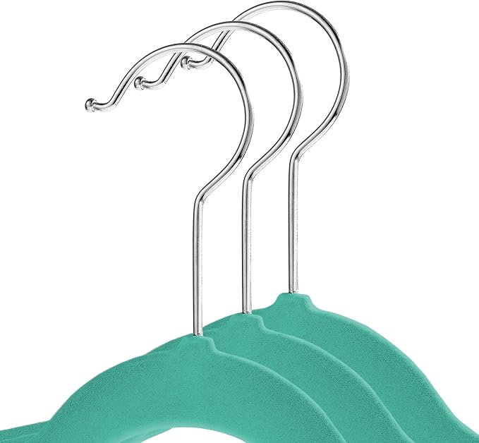 Casafield 100 Velvet Baby Hangers - 11" Size for Infant & Toddler Clothes - Teal