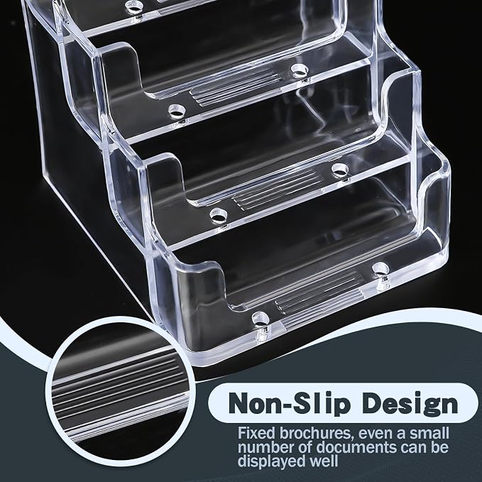 xydstay Acrylic Business Card Holder for Desk,4-Tier Clear Plastic Display Stand with 4 Pockets,ldeal for Office & Workspace Organization,2 Pack