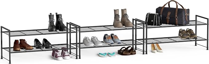 Simple Houseware 2-Tier Stackable Wire Shoes Rack, Black