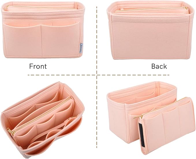 Vercord Felt Organizer Insert For Purse Handbag Tote Bag In Bag Inside Shaper Divider Neo Pink Xlarge