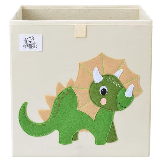 Foldable Animal Cube Storage Bins Fabric Toy Box/Chest/Organizer for Toddler/Kids Nursery, Playroom, 13 inch (Triceratops)