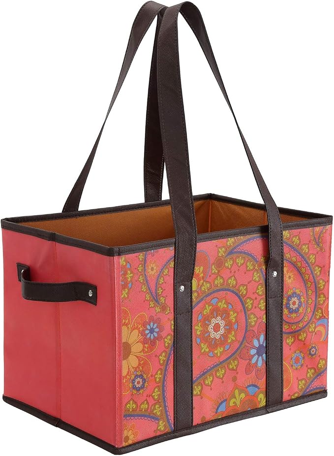 Foraineam Reusable Grocery Bags Set Durable Heavy Duty Tote Bag Collapsible Grocery Shopping Box Bag with Reinforced Bottom