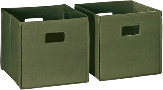 RiverRidge Folding Storage Bins with Handles Olive Cube Storage Organizer for Closet, Bedroom & Playroom - Closet Organizers and Storage Set of 2