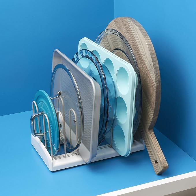 YouCopia StoreMore Adjustable Pan and Lid Rack, Pot Lids and Pans Organizer for Kitchen Cabinet Storage, Classic Edition