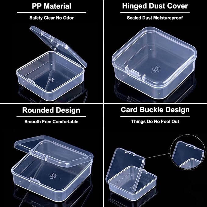 Bead Organizer, 90Pcs Small Clear Plastic Bead Storage Containers with Label, 3 Large Craft Storage Cases with Hinged Lid, Storage Box for Jewelry Making Diamond Art DIY Bracelet Seed Screw Mini Parts
