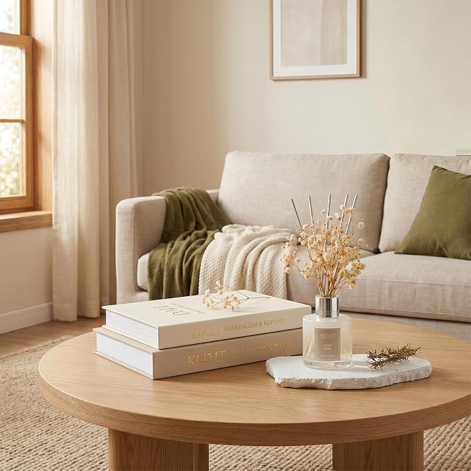 Linen Decorative Book Storage Boxes - Set of 2 Faux Books for Coffee Table Decor, Neutral Fake Book Props for Hiding TV Remotes & Entryway Styling (Khaki & Off-White)