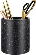 Pen Holder for Desk,Stand for Office Luxury Glitter Pencil Cup for Women Men Leather Organizer for Adult Teen, Black