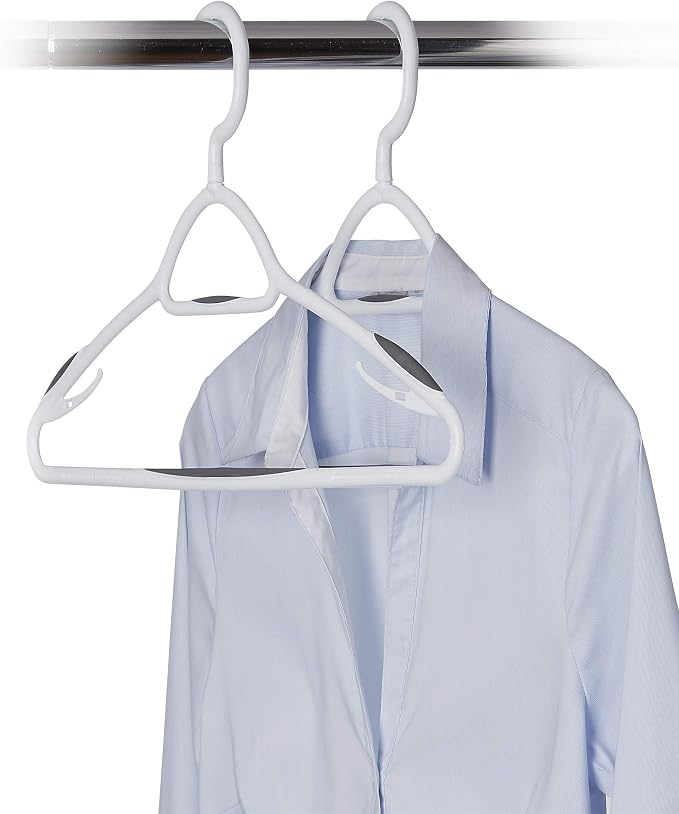 Set of 5 Deluxe Non Slip Hangers by Neatfreak! - Space Saving Hangers for Clothes, Pants, Jackets and Shirt 5 Pack,White/Grey