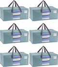 VENO 6 Pack Heavy Duty Moving Bags, Packing Bags with Clear Window, Alternative to Moving Boxes, Storage Bins for Clothes, Blankets, Comforters, College Dorm Essentials (Light Blue Matte, 6 Pack)