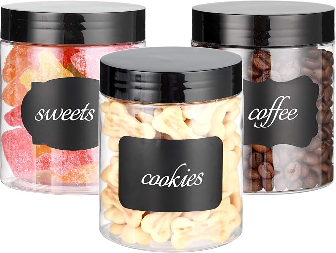 Dabacc 8 OZ Plastic Jars with Lids, 24 Pack Clear Plastic Slime Containers for Kitchen and Household Food Storage of Dry Goods, Creams and More, BPA Free