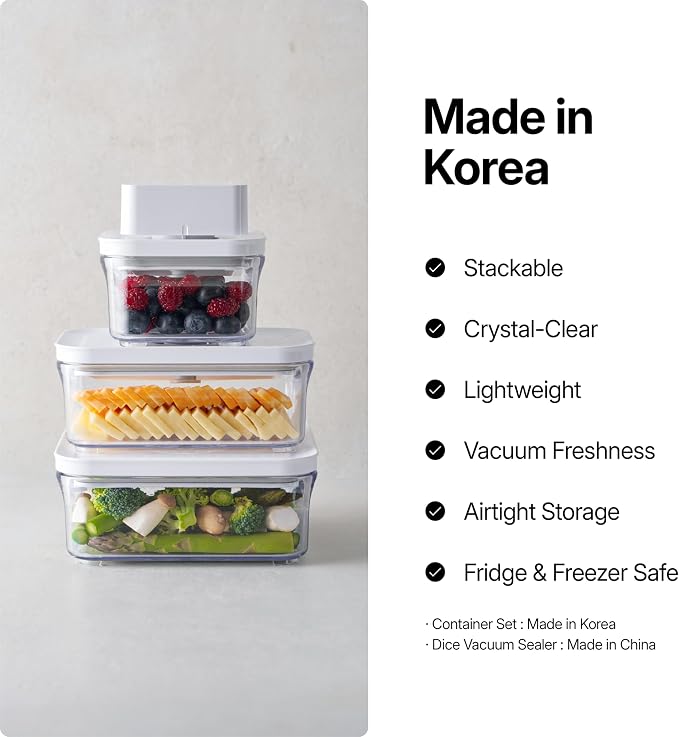VAKUEN Premium Airtight Food Storage Containers, Mini Square 2pc/set(0.85qt), Smart One-Click Seal Lid, No Hinges, 100% Leak Proof, BPA-FREE, Dishwasher, Freezer & Microwave Safe