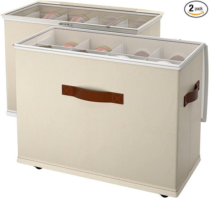 2 Pack Shoe storage Organizer for closet with wheels,No Assemble Required Shoe boxes with premium waterproof material，Adjustable Dividers Fits 16 Pairs,shoe Storage Bins with Reinforced Handle