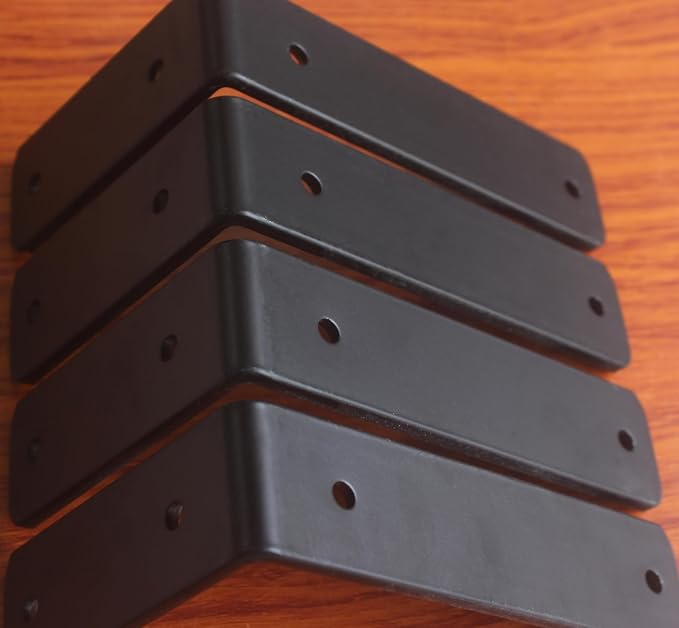 32 Pack - L 6" x H 4" x W1.5, 5mm Thick Black L Shelf Bracket, Iron Shelf Brackets, Metal Shelf Brackets, Floating Shelf, Shelf Supports with Screws