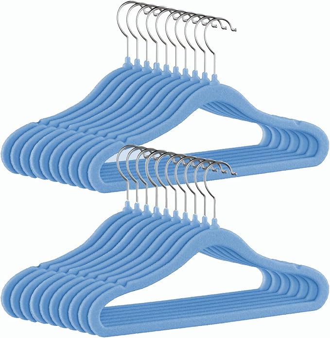 GoodtoU Velvet Baby Hangers Kids Hangers for Closet Infant Childrens Hanger Kids Clothes Hanger - Blue